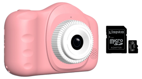 X500 Digital Kamera til Børn Lyserød & Kingston Canvas Select 32GB MicroSD inkl. adapter