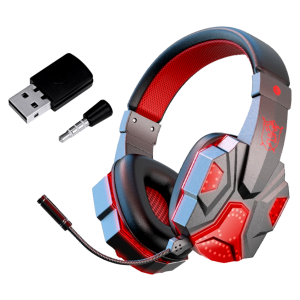 T830 Gamer Headset med Mikrofon og LED Lys i Rød til PS4 / PS5
