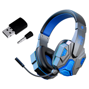 T830 Gamer Headset med Mikrofon og LED Lys i Blå til PS4 / PS5