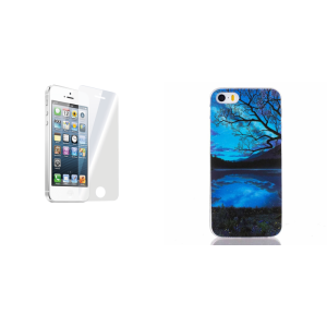 Pakke m. Hærdet Beskyttelsesglas til iPhone 5 / SE / 5S / 5C & Pero cover til iPhone 5, iPhone 5s eller iPhone SE
