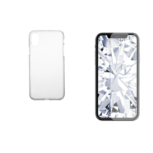 Pakke m. Transparent TPU cover til iPhone X & Panserglas / Hærdet Glas til iPhone X / XS